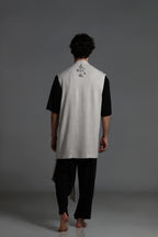 Linen vest with overlapping detail