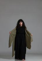 Assymetrical linen blend off-center kimono