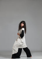 Linen vest with overlapping detail