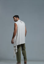 Linen vest with overlapping detail