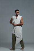 Linen vest with overlapping detail