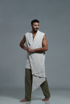 Linen vest with overlapping detail