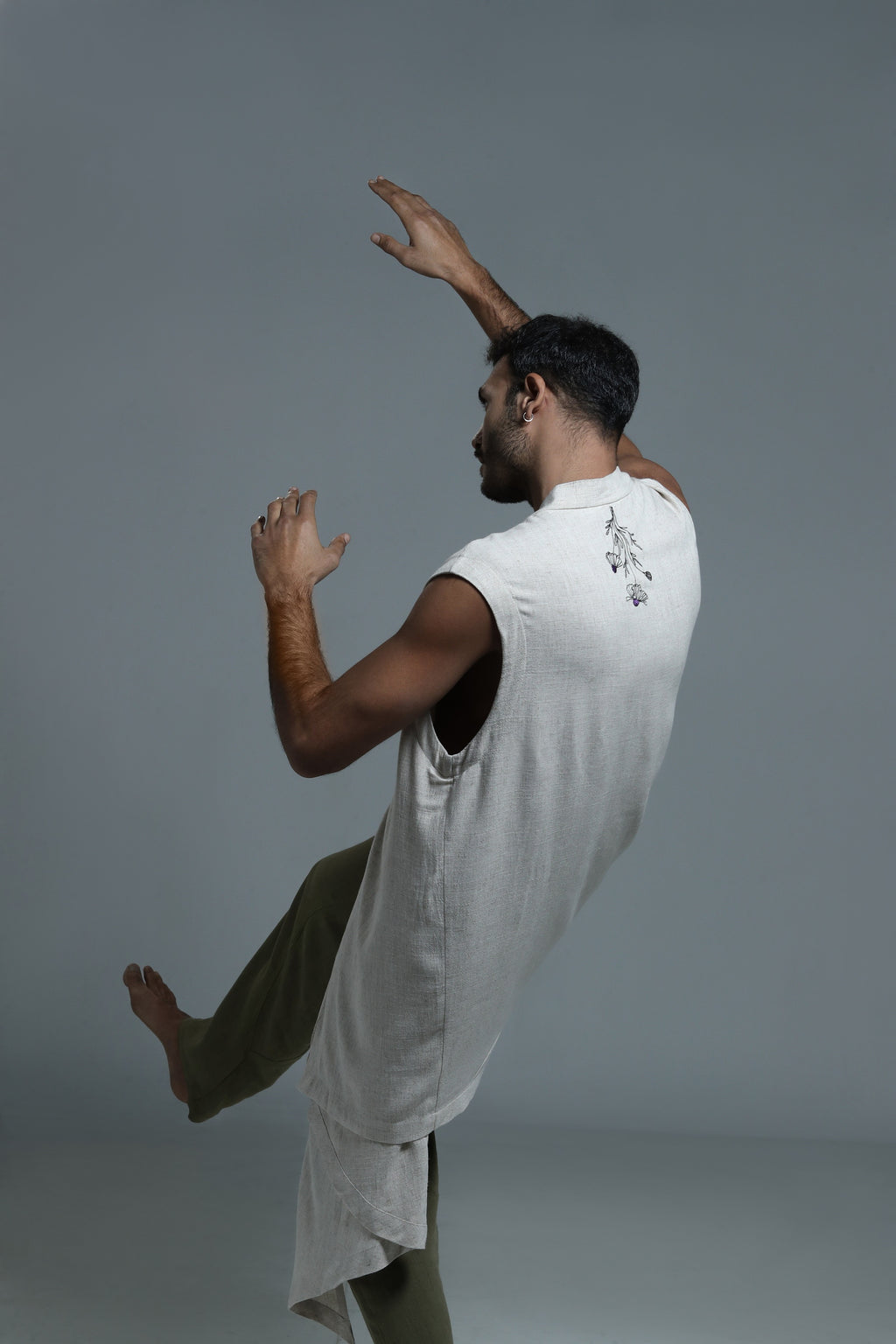 Linen vest with overlapping detail