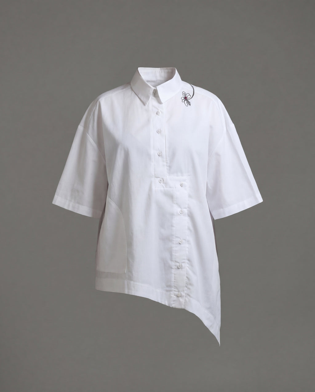 Offset tab cotton shirt