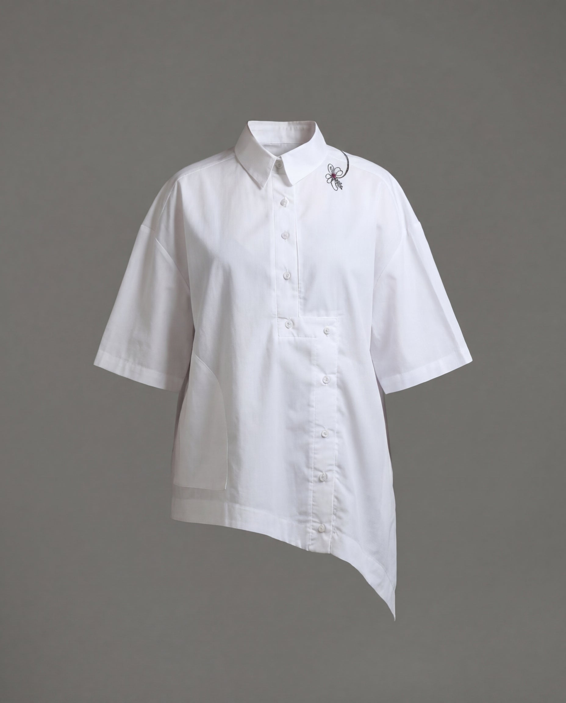Offset tab cotton shirt